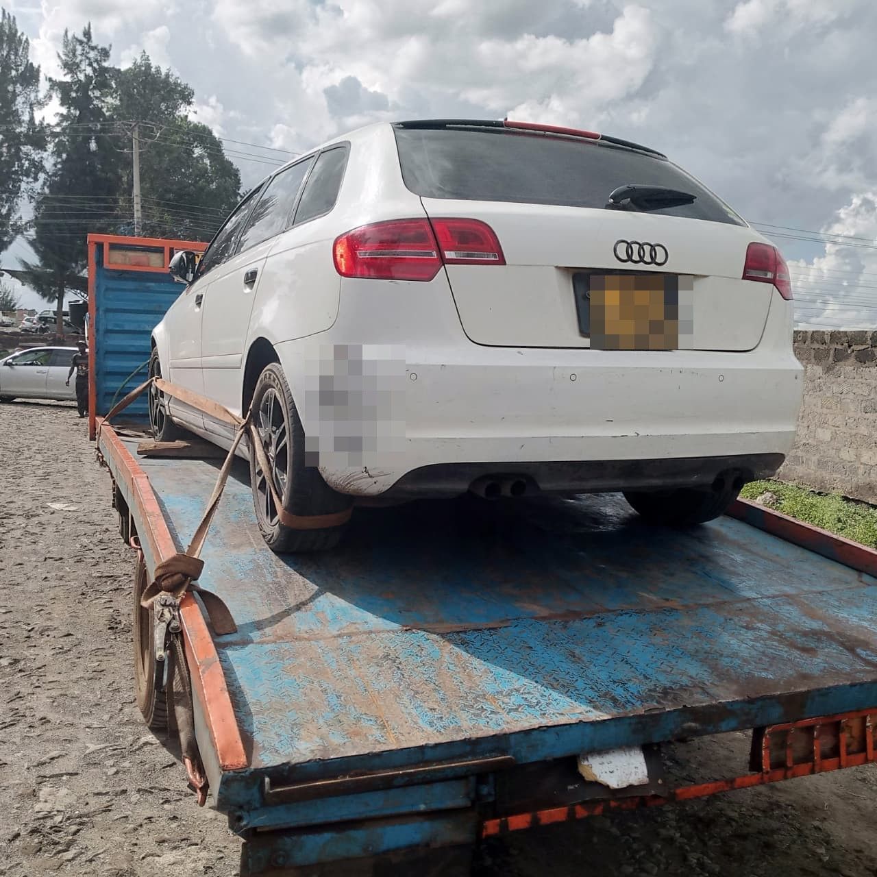Duma Rescue flatbed tow truck recovering an Audi in Nairobi
